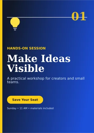 Editorial Creative Workshop Flyer A4 Flyer — editable blue flyer or poster template, a4 print