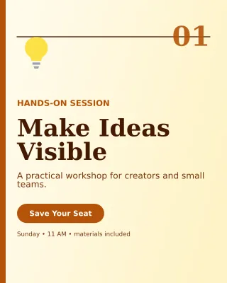 Editorial Creative Workshop Flyer Poster — editable white flyer or poster template, instagram portrait