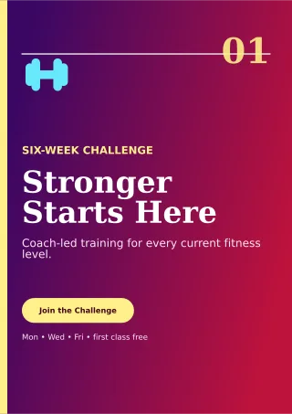 Editorial Fitness Bootcamp Flyer A4 Flyer — editable purple flyer or poster template, a4 print