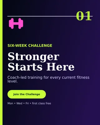Editorial Fitness Bootcamp Flyer Poster — editable black flyer or poster template, instagram portrait