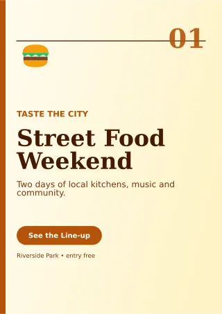 Editorial Food Festival Flyer A4 Flyer — editable white flyer or poster template, a4 print
