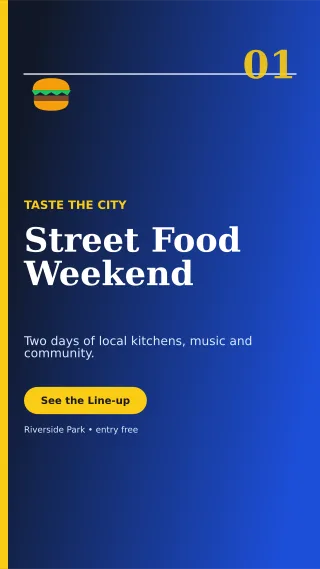 Editorial Food Festival Flyer Digital Flyer — editable blue flyer or poster template, story / reel