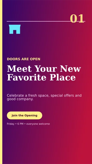 Editorial Grand Opening Flyer Digital Flyer — editable purple flyer or poster template, story / reel