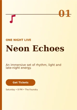 Editorial Live Concert Flyer A4 Flyer — editable white flyer or poster template, a4 print