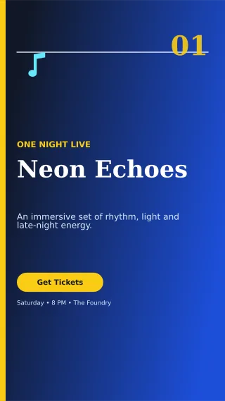 Editorial Live Concert Flyer Digital Flyer — editable blue flyer or poster template, story / reel