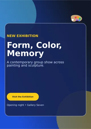 Glass Art Exhibition Poster A4 Flyer — editable blue flyer or poster template, a4 print