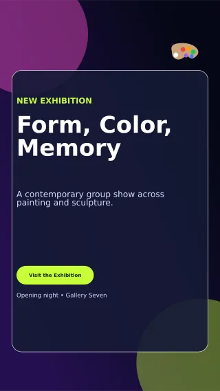 Glass Art Exhibition Poster Digital Flyer — editable black flyer or poster template, story / reel