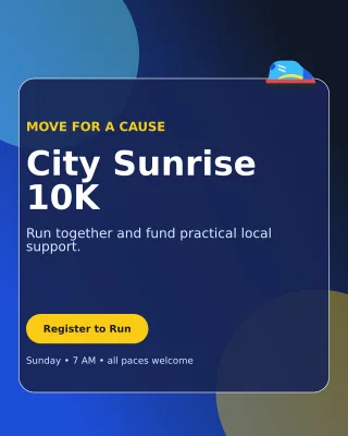 Glass Charity Run Flyer Poster — editable blue flyer or poster template, instagram portrait