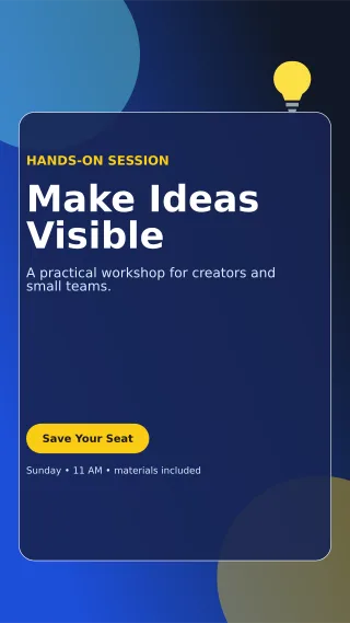 Glass Creative Workshop Flyer Digital Flyer — editable blue flyer or poster template, story / reel