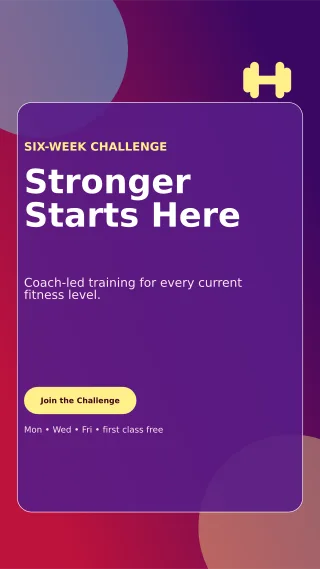 Glass Fitness Bootcamp Flyer Digital Flyer — editable purple flyer or poster template, story / reel