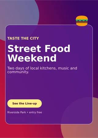 Glass Food Festival Flyer A4 Flyer — editable purple flyer or poster template, a4 print