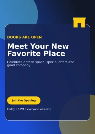 Glass Grand Opening Flyer A4 Flyer — editable blue flyer or poster template, a4 print