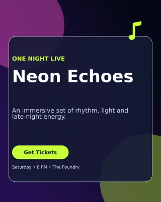 Glass Live Concert Flyer Poster — editable black flyer or poster template, instagram portrait