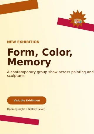 Kinetic Art Exhibition Poster A4 Flyer — editable white flyer or poster template, a4 print