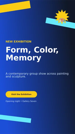 Kinetic Art Exhibition Poster Digital Flyer — editable blue flyer or poster template, story / reel
