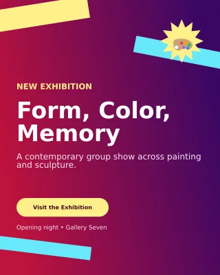Kinetic Art Exhibition Poster Poster — editable purple flyer or poster template, instagram portrait