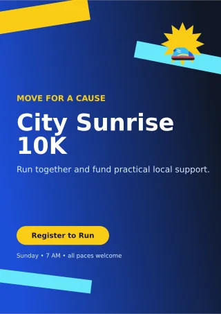 Kinetic Charity Run Flyer A4 Flyer — editable blue flyer or poster template, a4 print