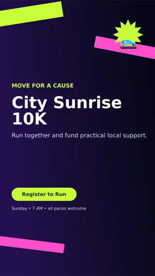 Kinetic Charity Run Flyer Digital Flyer — editable black flyer or poster template, story / reel