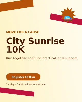 Kinetic Charity Run Flyer Poster — editable white flyer or poster template, instagram portrait