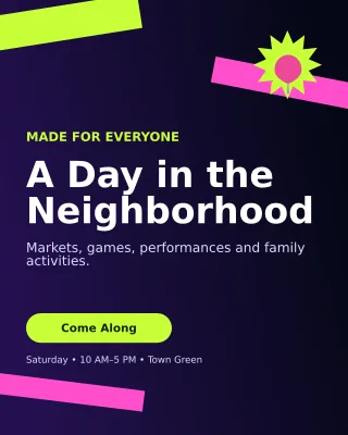 Kinetic Community Fair Flyer Poster — editable black flyer or poster template, instagram portrait