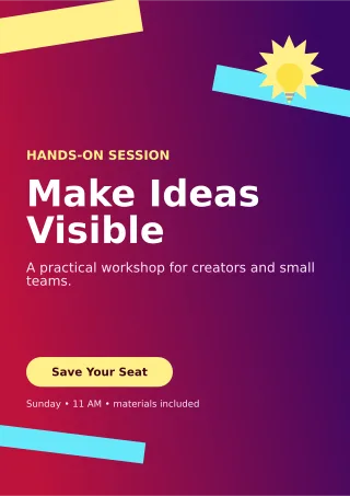 Kinetic Creative Workshop Flyer A4 Flyer — editable purple flyer or poster template, a4 print