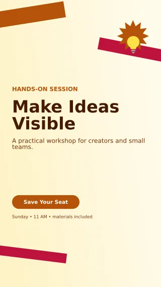 Kinetic Creative Workshop Flyer Digital Flyer — editable white flyer or poster template, story / reel