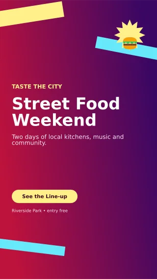 Kinetic Food Festival Flyer Digital Flyer — editable purple flyer or poster template, story / reel