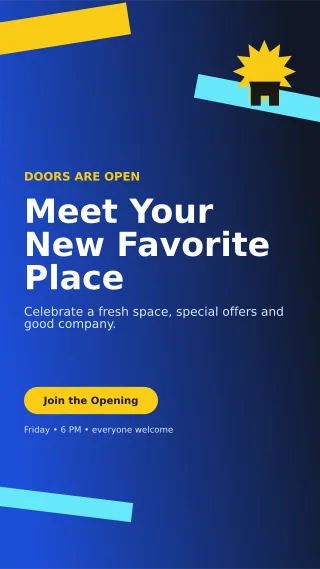 Kinetic Grand Opening Flyer Digital Flyer — editable blue flyer or poster template, story / reel