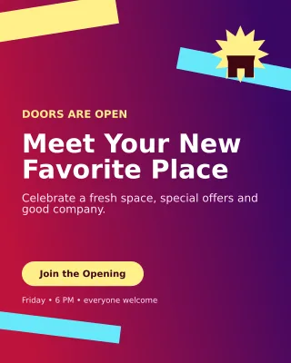 Kinetic Grand Opening Flyer Poster — editable purple flyer or poster template, instagram portrait