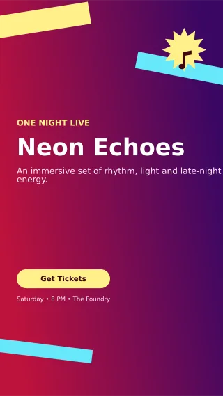 Kinetic Live Concert Flyer Digital Flyer — editable purple flyer or poster template, story / reel