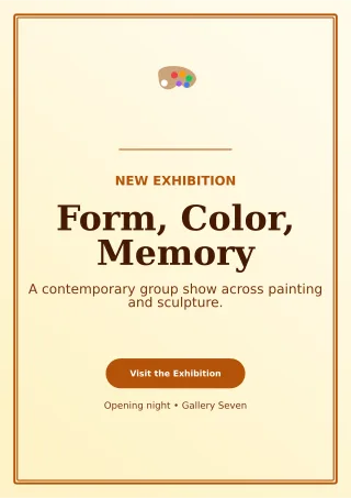 Luxe Art Exhibition Poster A4 Flyer — editable white flyer or poster template, a4 print