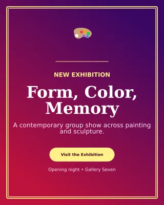 Luxe Art Exhibition Poster Poster — editable purple flyer or poster template, instagram portrait