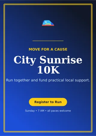 Luxe Charity Run Flyer A4 Flyer — editable blue flyer or poster template, a4 print