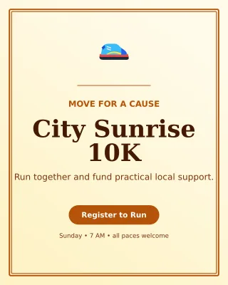 Luxe Charity Run Flyer Poster — editable white flyer or poster template, instagram portrait