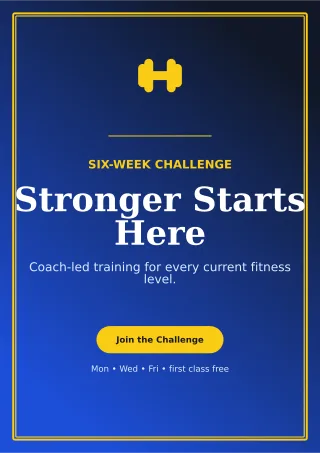 Luxe Fitness Bootcamp Flyer A4 Flyer — editable blue flyer or poster template, a4 print