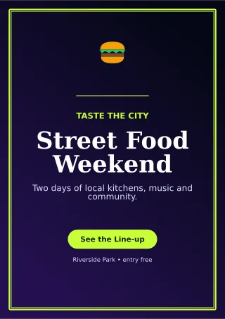 Luxe Food Festival Flyer A4 Flyer — editable black flyer or poster template, a4 print