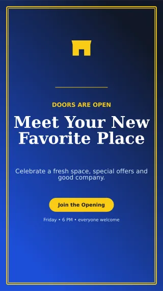 Luxe Grand Opening Flyer Digital Flyer — editable blue flyer or poster template, story / reel