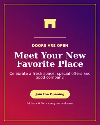 Luxe Grand Opening Flyer Poster — editable purple flyer or poster template, instagram portrait