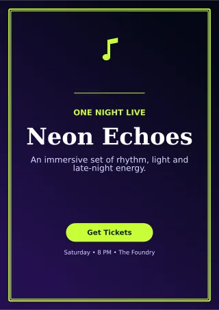 Luxe Live Concert Flyer A4 Flyer — editable black flyer or poster template, a4 print