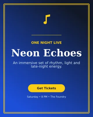 Luxe Live Concert Flyer Poster — editable blue flyer or poster template, instagram portrait