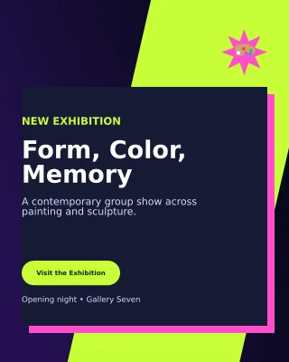 Neo Art Exhibition Poster Poster — editable black flyer or poster template, instagram portrait