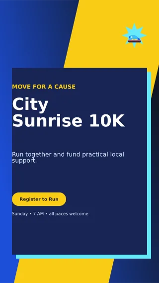 Neo Charity Run Flyer Digital Flyer — editable blue flyer or poster template, story / reel