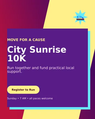 Neo Charity Run Flyer Poster — editable purple flyer or poster template, instagram portrait