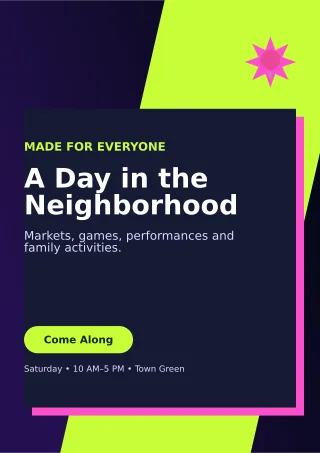 Neo Community Fair Flyer A4 Flyer — editable black flyer or poster template, a4 print