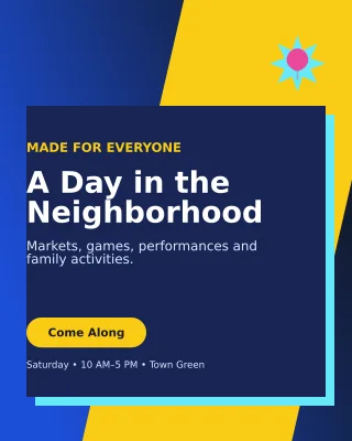 Neo Community Fair Flyer Poster — editable blue flyer or poster template, instagram portrait