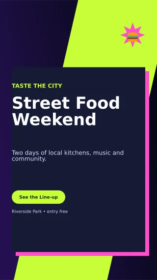 Neo Food Festival Flyer Digital Flyer — editable black flyer or poster template, story / reel