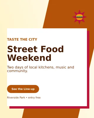Neo Food Festival Flyer Poster — editable white flyer or poster template, instagram portrait