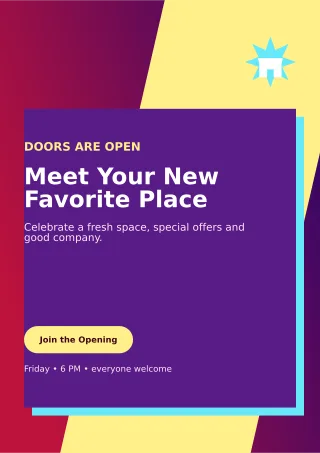 Neo Grand Opening Flyer A4 Flyer — editable purple flyer or poster template, a4 print
