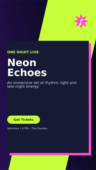 Neo Live Concert Flyer Digital Flyer — editable black flyer or poster template, story / reel