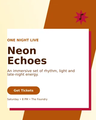 Neo Live Concert Flyer Poster — editable white flyer or poster template, instagram portrait